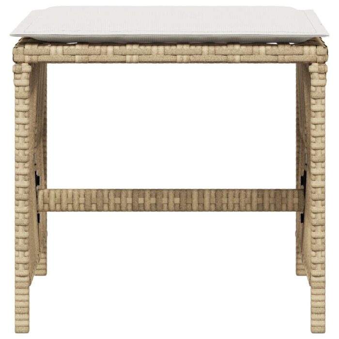 Tabourets de jardin et coussins lot de 4 beige 41x41x36cm rotin – Image 3