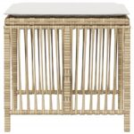 Tabourets de jardin et coussins lot de 4 beige 41x41x36cm rotin – Image 4