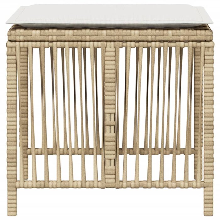 Tabourets de jardin et coussins lot de 4 beige 41x41x36cm rotin – Image 4