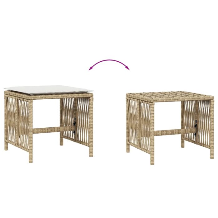 Tabourets de jardin et coussins lot de 4 beige 41x41x36cm rotin – Image 5