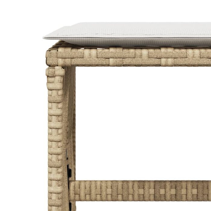 Tabourets de jardin et coussins lot de 4 beige 41x41x36cm rotin – Image 6