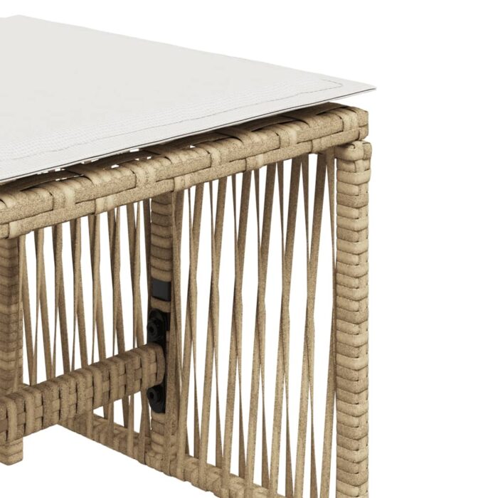Tabourets de jardin et coussins lot de 4 beige 41x41x36cm rotin – Image 7