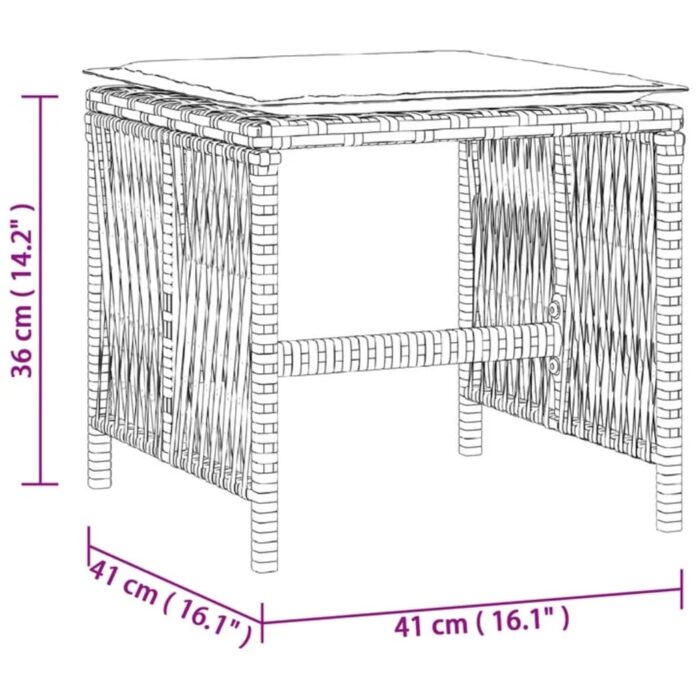 Tabourets de jardin et coussins lot de 4 beige 41x41x36cm rotin – Image 9