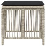 Tabourets de jardin et coussins lot de 4 gris clair 41x41x36 cm – Image 4