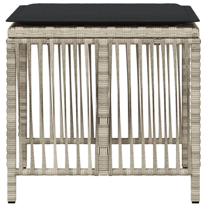 Tabourets de jardin et coussins lot de 4 gris clair 41x41x36 cm – Image 4