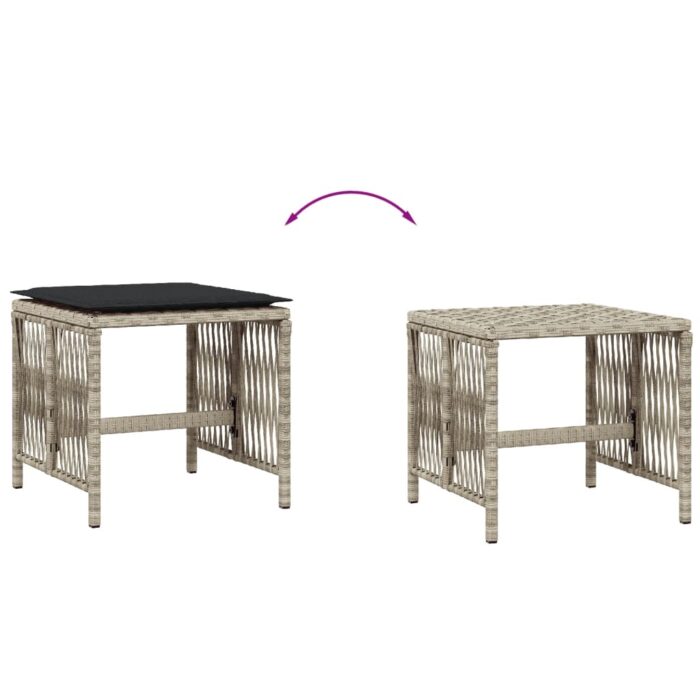 Tabourets de jardin et coussins lot de 4 gris clair 41x41x36 cm – Image 5