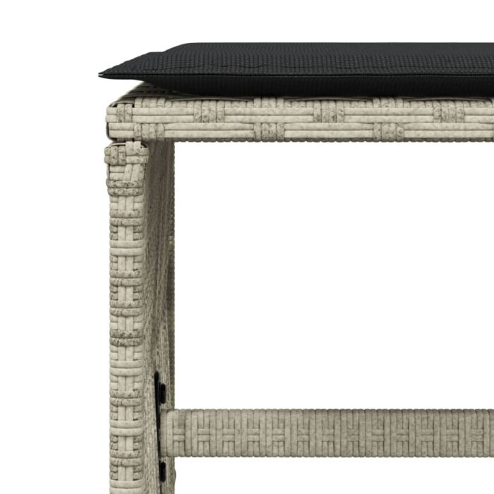 Tabourets de jardin et coussins lot de 4 gris clair 41x41x36 cm – Image 6