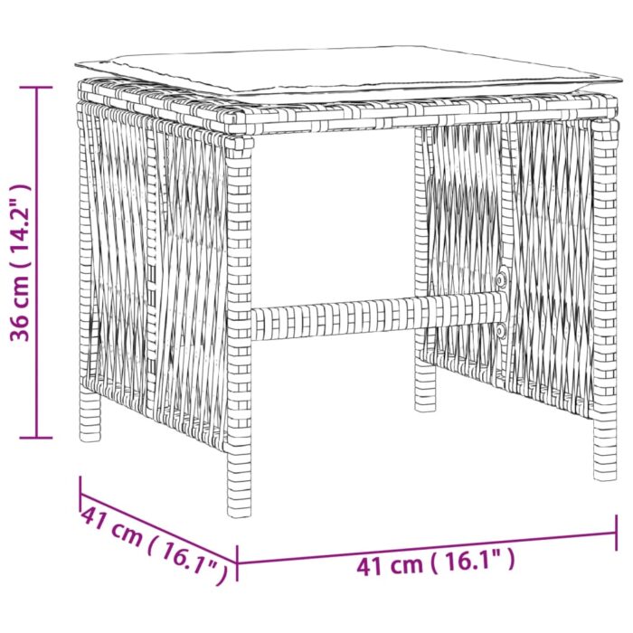 Tabourets de jardin et coussins lot de 4 gris clair 41x41x36 cm – Image 9