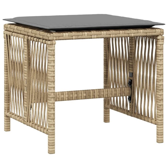 Tabourets jardin et coussins lot de 4 mélange beige 41x41x36 cm – Image 2