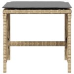 Tabourets jardin et coussins lot de 4 mélange beige 41x41x36 cm – Image 3