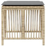 Tabourets jardin et coussins lot de 4 mélange beige 41x41x36 cm – Image 4