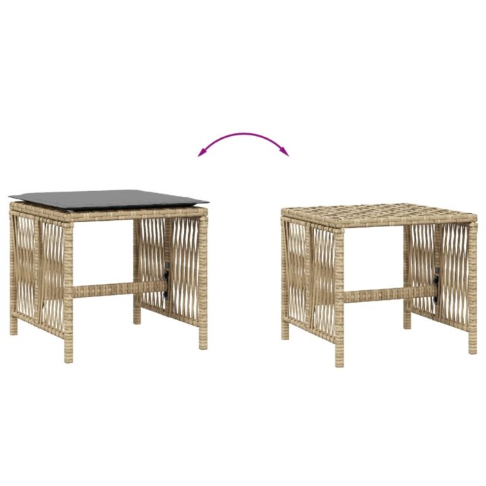 Tabourets jardin et coussins lot de 4 mélange beige 41x41x36 cm – Image 5