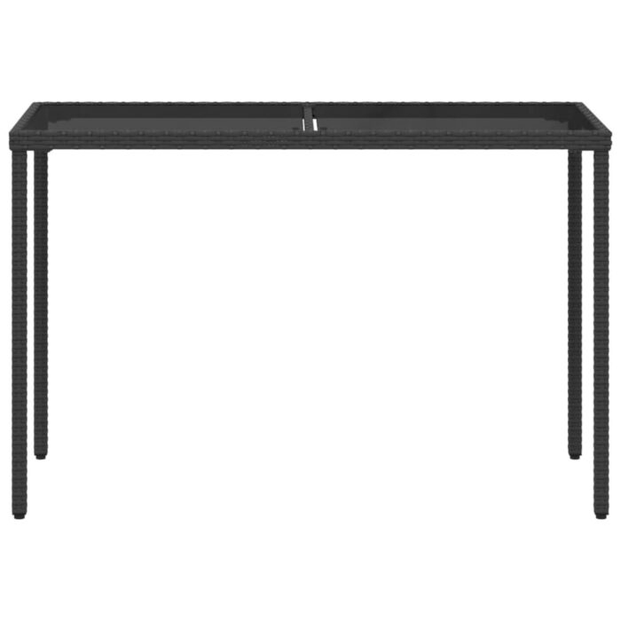 Table de jardin dessus en verre noir 115x54x74cm résine tressée – Image 2