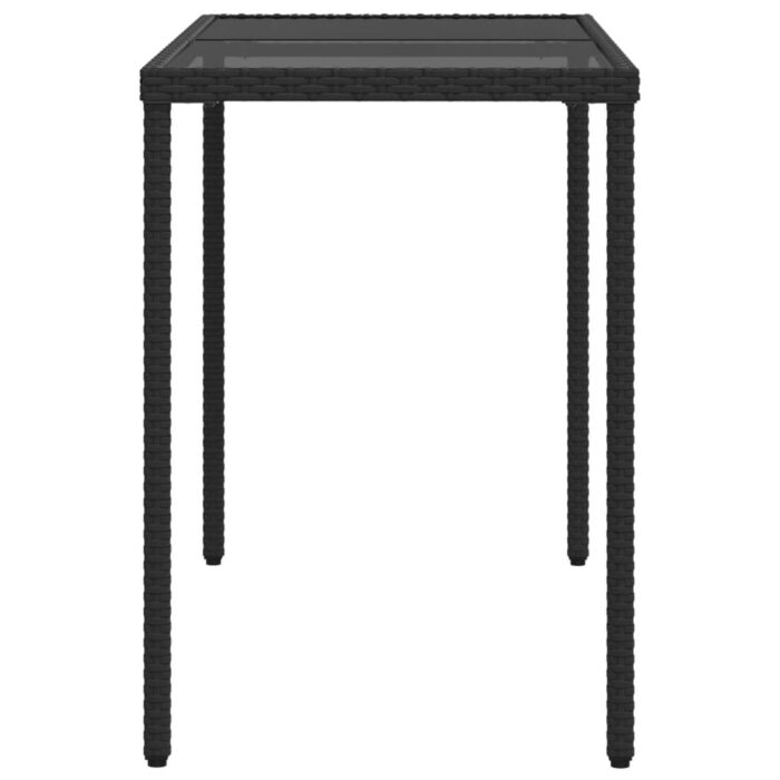 Table de jardin dessus en verre noir 115x54x74cm résine tressée – Image 3