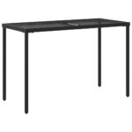 Table de jardin dessus en verre noir 115x54x74cm résine tressée – Image 4
