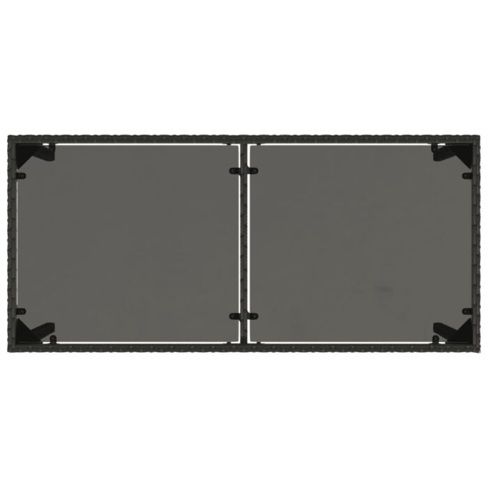 Table de jardin dessus en verre noir 115x54x74cm résine tressée – Image 5