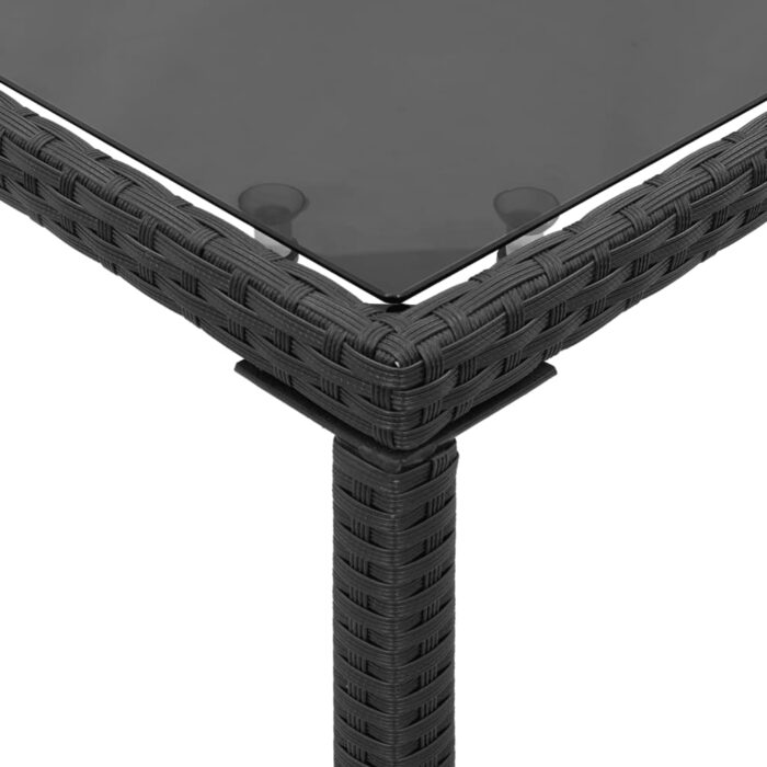 Table de jardin dessus en verre noir 115x54x74cm résine tressée – Image 6