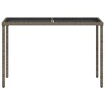 Table de jardin dessus en verre gris 115x54x74cm résine tressée – Image 2
