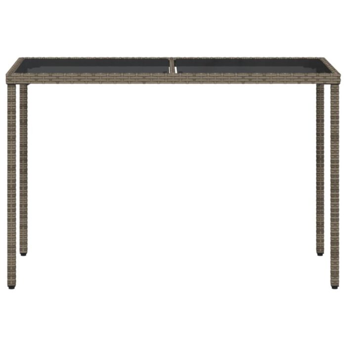 Table de jardin dessus en verre gris 115x54x74cm résine tressée – Image 2
