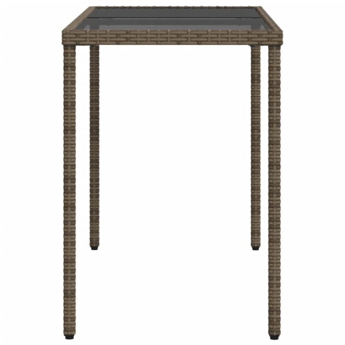Table de jardin dessus en verre gris 115x54x74cm résine tressée – Image 3