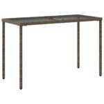 Table de jardin dessus en verre gris 115x54x74cm résine tressée – Image 4
