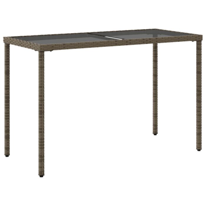 Table de jardin dessus en verre gris 115x54x74cm résine tressée – Image 4