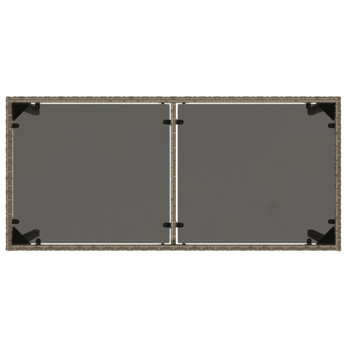 Table de jardin dessus en verre gris 115x54x74cm résine tressée – Image 5