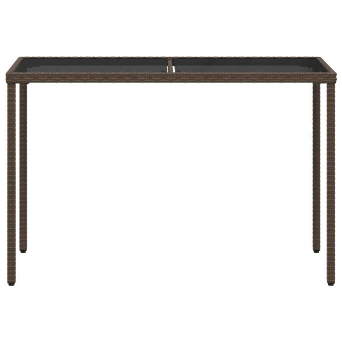 Table de jardin dessus en verre marron 115x54x74 cm poly rotin – Image 2