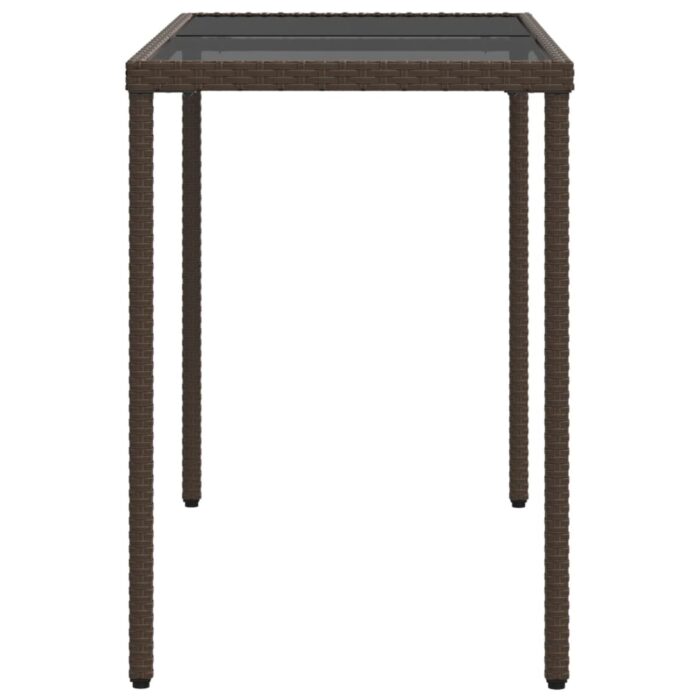 Table de jardin dessus en verre marron 115x54x74 cm poly rotin – Image 3
