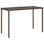 Table de jardin dessus en verre marron 115x54x74 cm poly rotin – Image 4