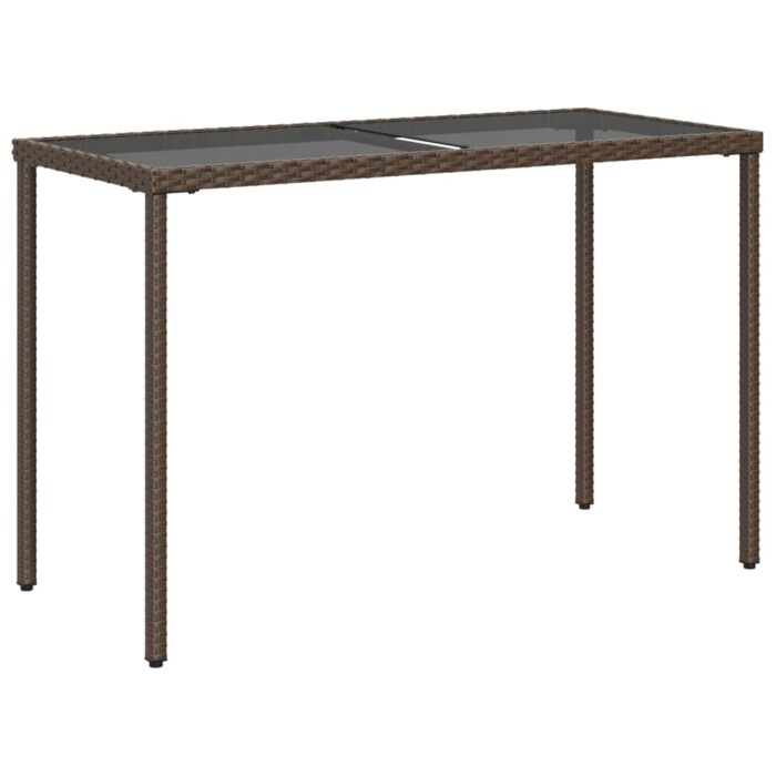 Table de jardin dessus en verre marron 115x54x74 cm poly rotin – Image 4