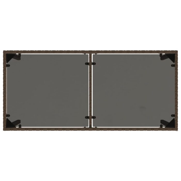 Table de jardin dessus en verre marron 115x54x74 cm poly rotin – Image 5
