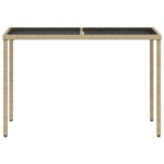 Table de jardin dessus en verre beige 115x54x74 cm poly rotin – Image 2