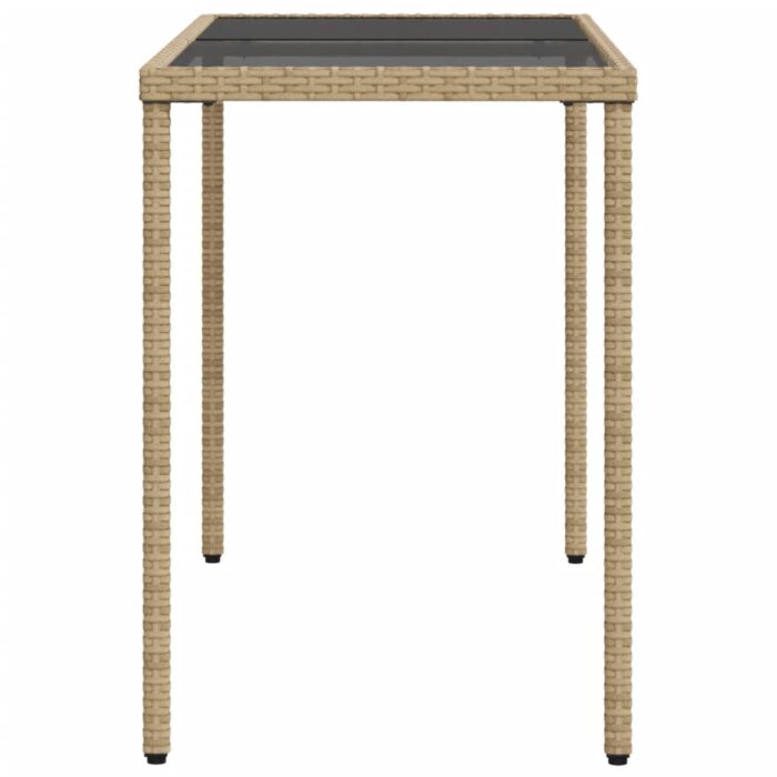 Table de jardin dessus en verre beige 115x54x74 cm poly rotin – Image 3