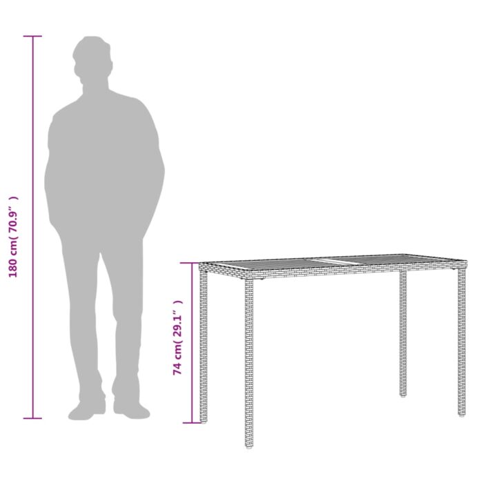 Table de jardin avec dessus en bois d'acacia gris 115x54x74 cm – Image 7
