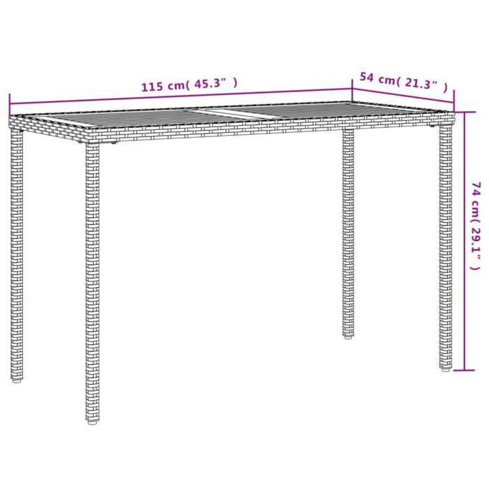 Table de jardin avec dessus en bois d'acacia gris 115x54x74 cm – Image 8