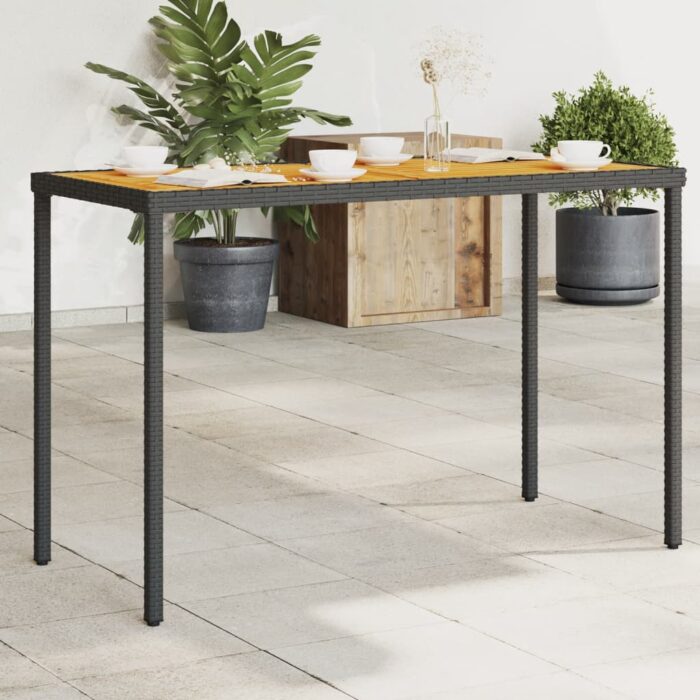 Table de jardin avec dessus en bois d'acacia noir 115x54x74 cm – Image 1