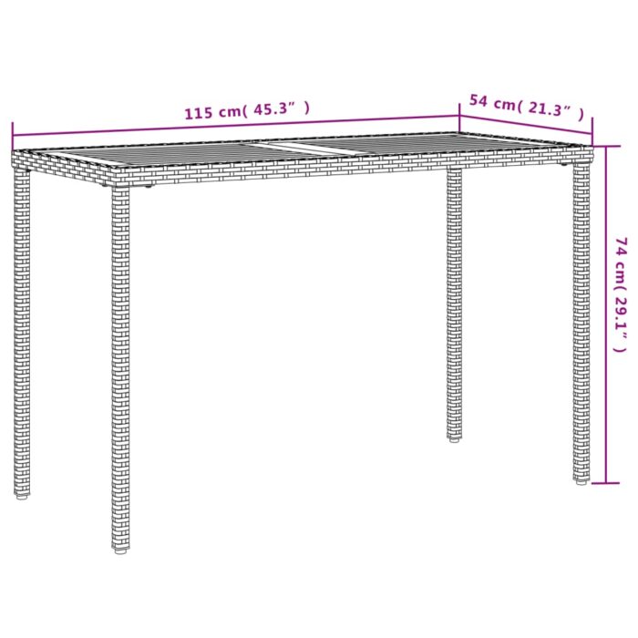 Table de jardin avec dessus en bois d'acacia beige 115x54x74 cm – Image 8