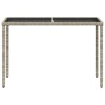 Table de jardin dessus en verre gris clair 115x54x74 cm rotin – Image 2