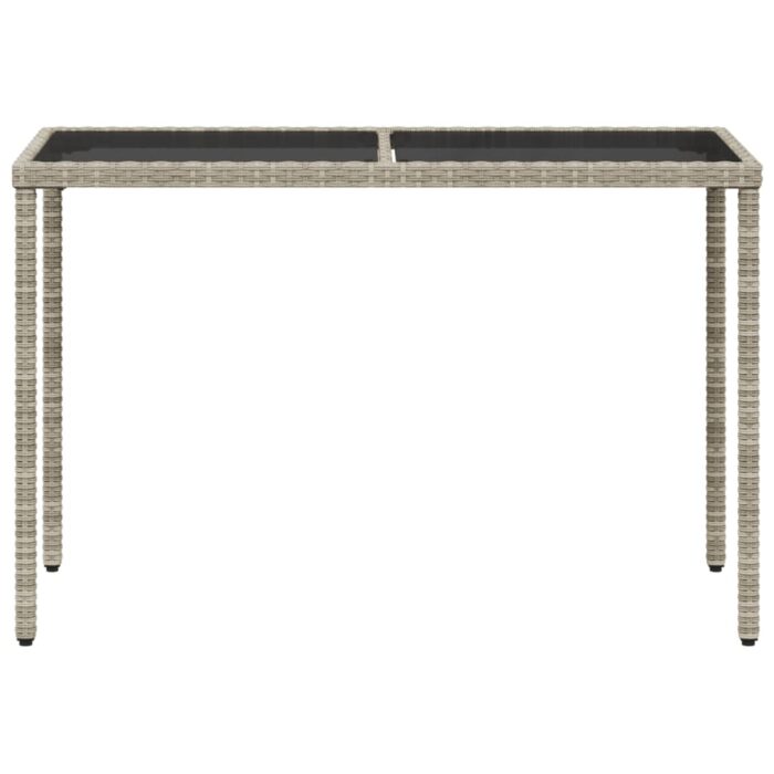 Table de jardin dessus en verre gris clair 115x54x74 cm rotin – Image 2