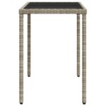 Table de jardin dessus en verre gris clair 115x54x74 cm rotin – Image 3
