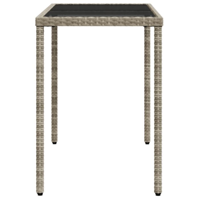 Table de jardin dessus en verre gris clair 115x54x74 cm rotin – Image 3