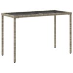 Table de jardin dessus en verre gris clair 115x54x74 cm rotin – Image 4