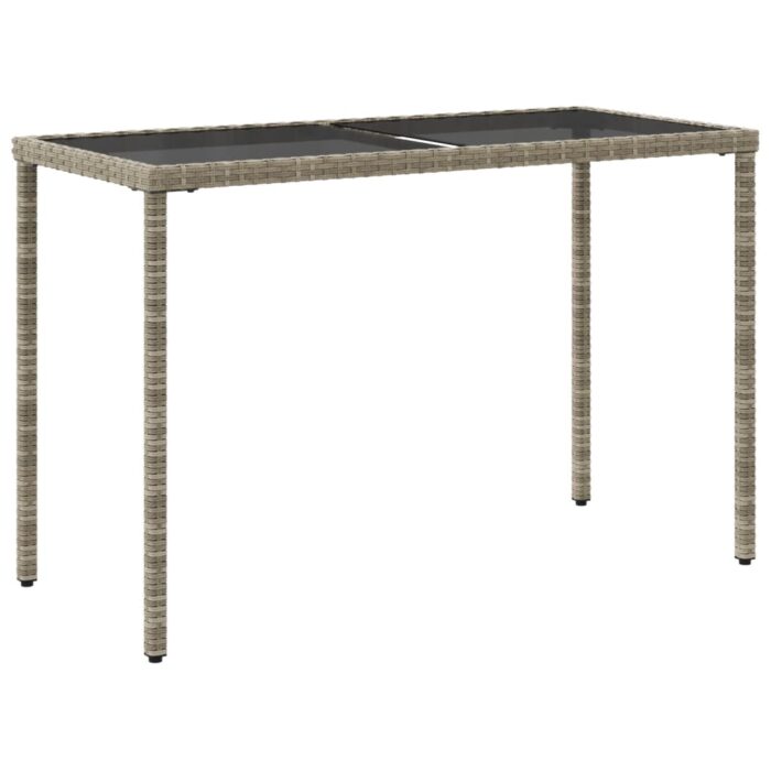 Table de jardin dessus en verre gris clair 115x54x74 cm rotin – Image 4