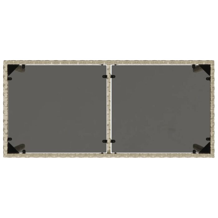 Table de jardin dessus en verre gris clair 115x54x74 cm rotin – Image 5