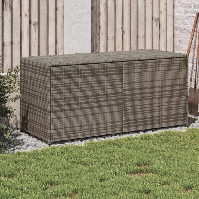 Boîte de rangement de jardin gris 283L résine tressée – Image 1