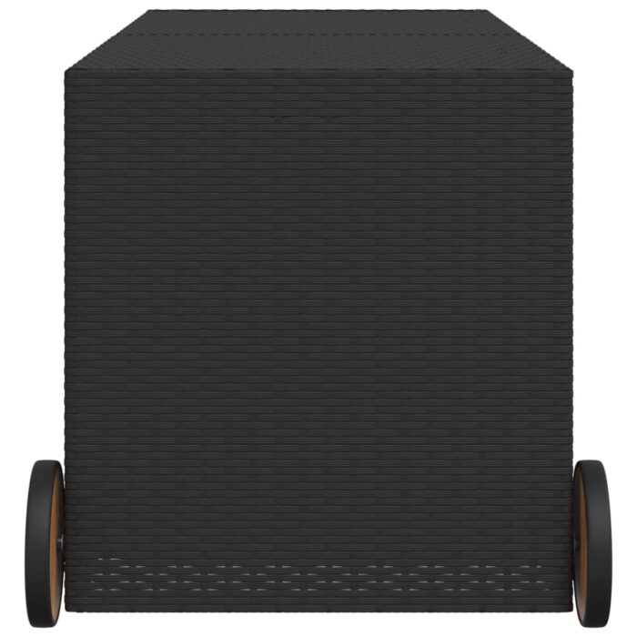 Boîte de rangement de jardin et roues noir 283L résine tressée – Image 3