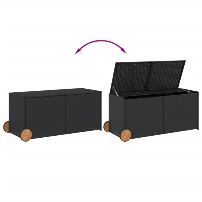 Boîte de rangement de jardin et roues noir 283L résine tressée – Image 5