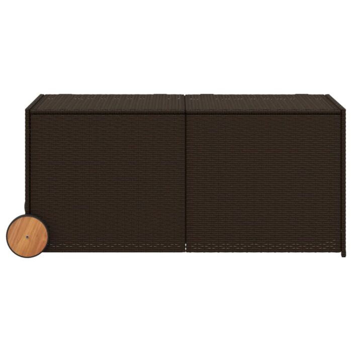 Boîte de rangement de jardin et roues marron 283L poly rotin – Image 2