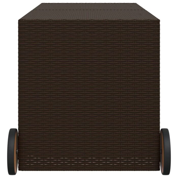 Boîte de rangement de jardin et roues marron 283L poly rotin – Image 3